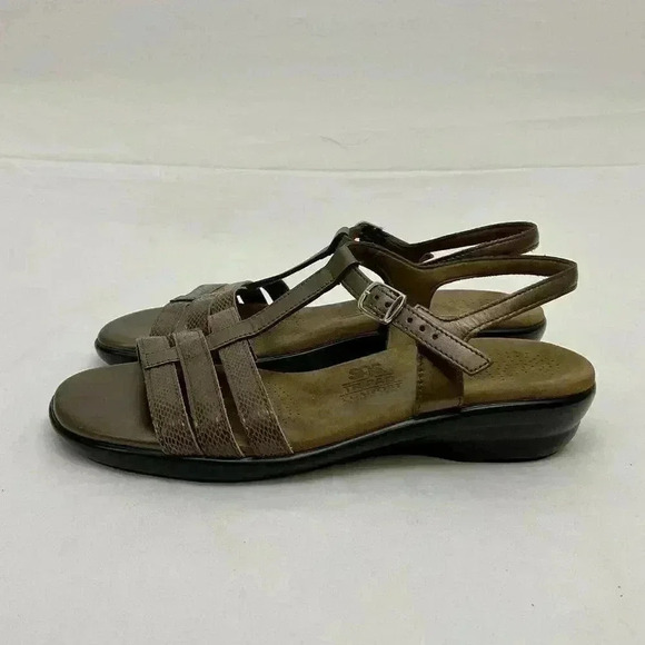 SAS Size 9 TRIPAD Bronze Strappy Slingback Sandals Comfort Leather Flats - Picture 5 of 7
